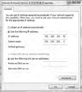 5. Configuring the LAN Settings of the PC ([Example] Wireless LAN in Windows Vista: Ad Hoc connection) 13 Click [Use the following IP address], and input [IP address] and [Subnet mask].