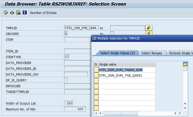 To identify the underlying queries we need to check the content of field DATA_PROVIDER_ID within table RSZWOBJXREF for each