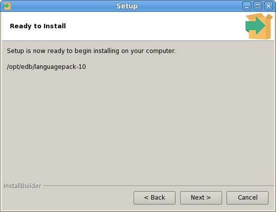 Figure 2.2 The Language Pack Welcome window. The Ready to Install window (see Figure 2.