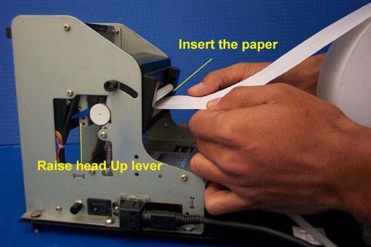 Connect the power cable to the power plate. 8.1.6 Paper Installation 1. Use Thermal paper. 2. Make sure the end of the paper roll is even. Do not insert a ragged or dog-eared end. 3.