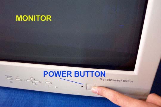 Press the monitor power button. 2.