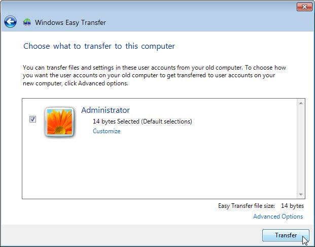 Select the Windows Easy Transfer file, and then click Open.