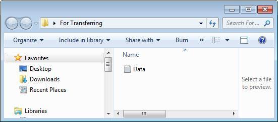 Navigate to and open the For Transferring folder located on the desktop. Notice the Data file has be