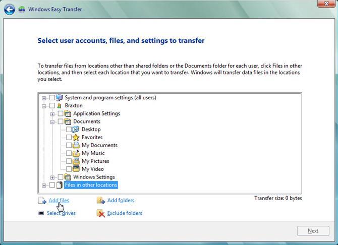 g. Click Next. The What do you want to transfer to your new computer? window opens. h. Click Advanced options.