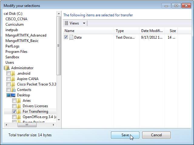Navigate to the For Transferring folder that is on the desktop.