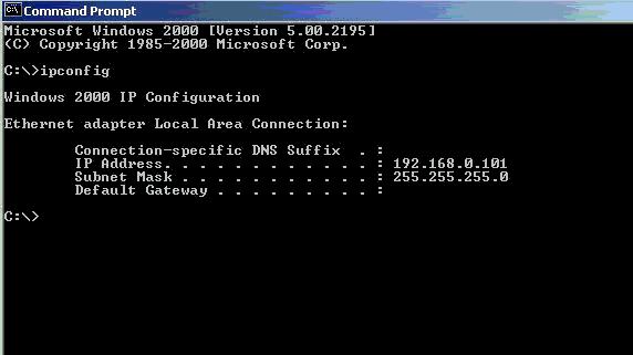 2.4 TCP/IP Verification To verify that the IP address is correct, select Start, then Run, then type in CMD. This starts the command prompt in Windows ( This is similar to the old DOS command prompt).