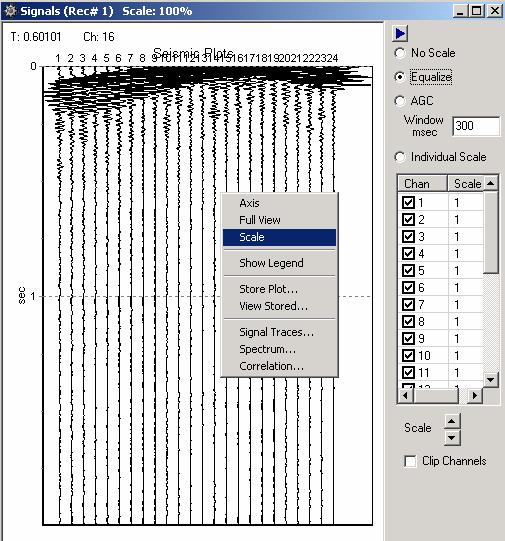 Pressing the right mouse button when it is on the graph, will pull up the plot popup menu. Select the Scale feature.