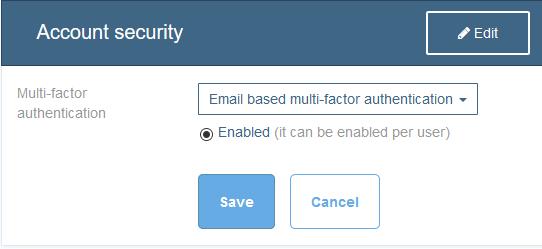 The Account security area will look like this: Click Save.