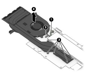 5. Remove the fan/heat sink assembly (4).