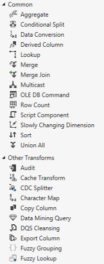 Data Transformations: SSIS Wide range of Built-in Transformation Ability to extend more with Script Component Merge Join