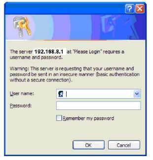 8.xxx and the default gateway as 192.168.8.1. Open the Internet Explorer and enter 192.168.8.1 or http://192.168.8.1 in the address bar, then, the login page is popped up for password input.