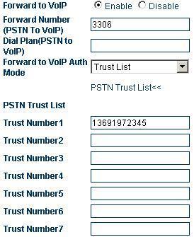 As indicated in the above figure, for calls from the VoIP to the PSTN, when the second dialing tone is heard, dial the set password and the call will be connected.