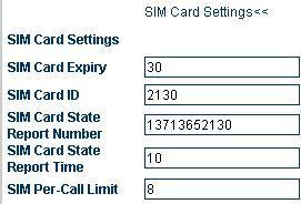 SIM card status reporting number: The gateway can report the status of SIM cards (remaining call duration) through the SMS.