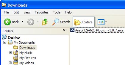 Ansur ESA620 Users Manual Figure 2-1. ESA620 Plug-In Installation File Location gex02.bmp 2. Double-click the installation program.