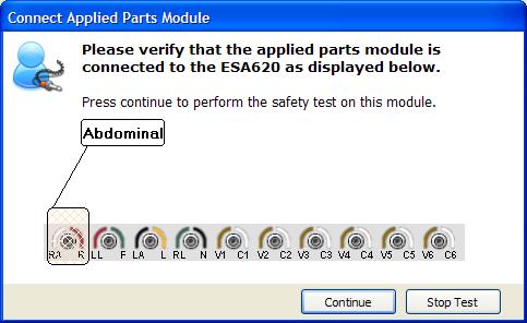 Ansur ESA620 Users Manual Note To determine where to connect the test lead, return to the procedure page by clicking the Procedure tab in the Test Guide.