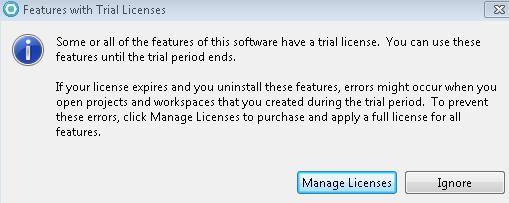 22. The Features with Trial Licenses dialog will open, click