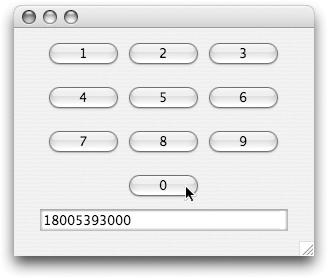Figure 3.11: A numeric keypad user interface We have seen that Java uses parentheses to surround the actual parameters in method invocations and constructions.
