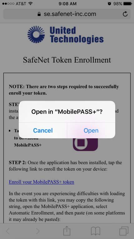 If prompted, enter your Apple ID credentials. Step 3: Download the MobilePASS+ app a. Tap the cloud icon to begin the download. Step 4: Go back to the enrollment web page a.