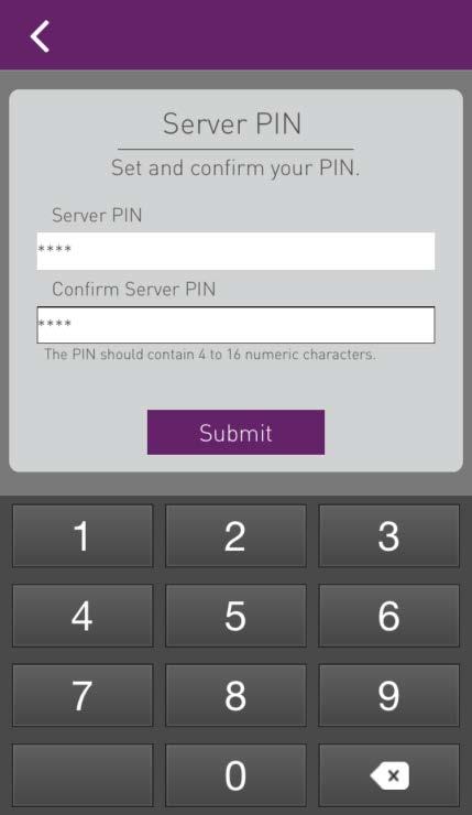 Step 7: Set and Confirm your Server PIN a. In the Server PIN field, enter a PIN that is 4 to 16 numeric digits. b.