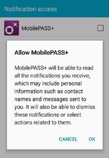 Tap the back button on your phone to select the MobilePASS+ app. b. At the MobilePASS+ screen, tap the token name to generate a token passcode.