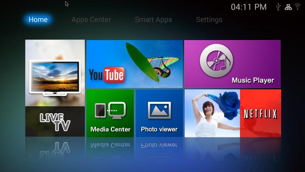APP OVERVIEW The Home screen Note: Quickflix, Netflix, Skype and other subscription based Apps may require a WIRED mouse or