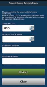 20. Account Balance Inquiry on CitiDirect BE Mobile The Account Balance Inquiry process consists of three screens: Search, Search Results an
