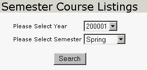 ) When you choose Course Information, you are prompted to pick the department from a pulldown list as shown in Figure
