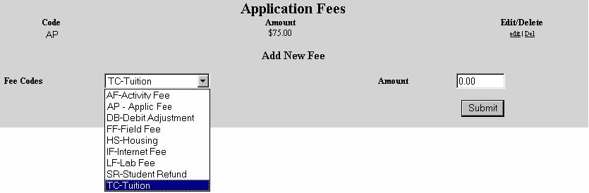 SETTING UP APPLICATION FEES S NISWEB You have the option of establishing application fees.