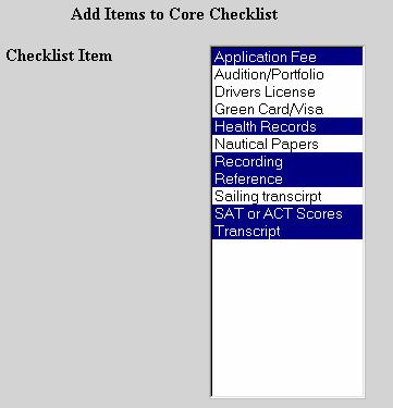 As you add items to a checklist, you get a display like Figure 55. (The items in Figure 55 were defined in Creating and Changing Checklist Items, page 39.