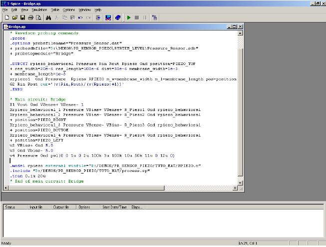 3.4 Simulation The T-Spice simulator can be ran directly from the S-Edit environment by clicking on T- Spice icon: Figure 13: T-Spice environment As the directives have already been set at the