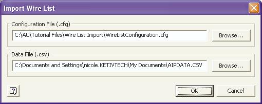 Import Wires and Cables into Inventor Professional In the import dialog box, select the configuration file (.cfg extension) and AutoCAD Electrical report file (.csv extension).