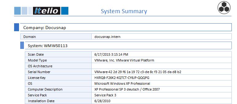 Page 67 Reporting System The header shows the report name and two logos. Both logos can be selected from the Layout (CI) dialog.
