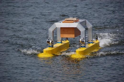 Unmanned amphibious vehicles are responsible for transporting the cargo from the ship to the target