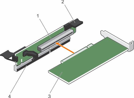 3. Open the expansion card latch and remove the filler bracket. 4. Holding the card by its edges, position the card so that the card edge connector aligns with the expansion card connector. 5.