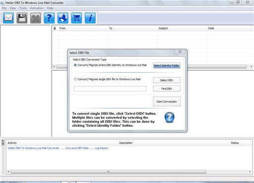 User Interface Stellar DBX To Windows Live Mail Converter software has a very easy to use Graphical User Interface. The user interface contains features required for conversion.