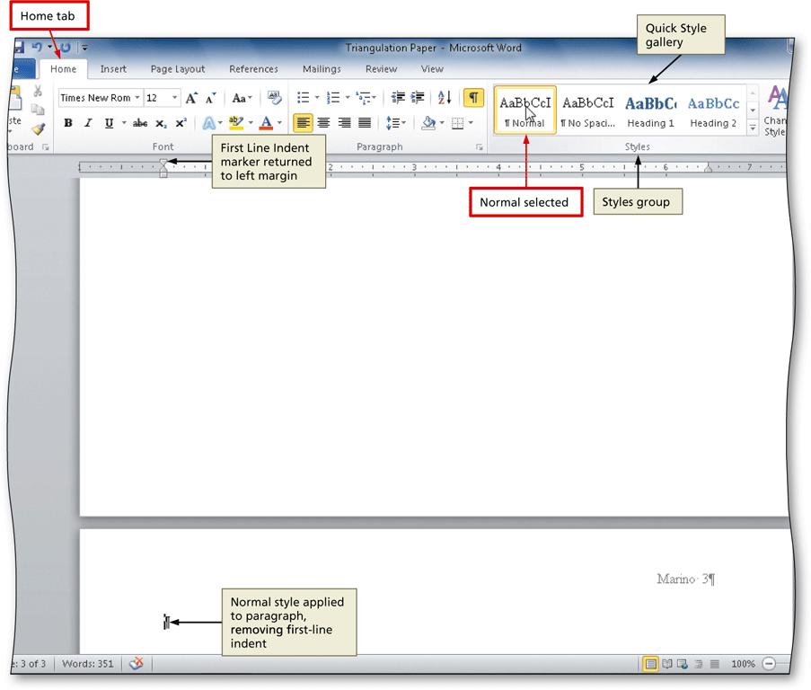 Applying a Style Click Home on the Ribbon to display the Home tab With the insertion point in the paragraph to be