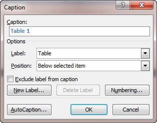 Producing a Long Document in Word 2010 25 Task 5.1 Inserting a caption Captions should always be created using Word s Insert Caption function, not simply typed in manually.