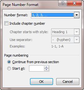 Producing a Long Document in Word 2010 35 Task 7.4 Formatting page numbers You can use section breaks to change the formatting of page numbers in different parts of your document.