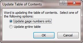 Producing a Long Document in Word 2010 51 Task 9.4 Updating tables of contents and figures It is important to remember that tables of contents and figures do not update dynamically.
