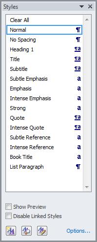 4 Producing a Long Document in Word 2010 Task 2.2 Applying a style using the Styles pane The Quick Style gallery is an easy way to apply styles.