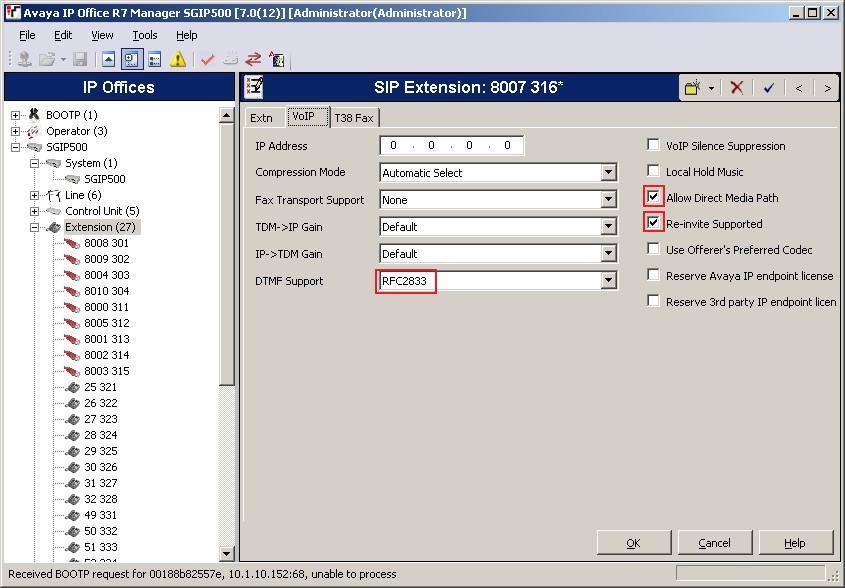 Step Description 2. Select the VoIP tab. Verify that Allow Direct Media Path and Re-invite Supported are checked.