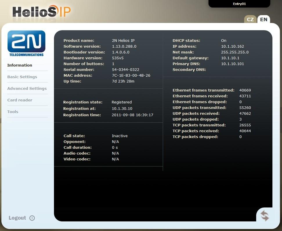 6. Configure 2N Helios IP The following steps detail the configuration for the 2N Helios IP using the Web Interface.