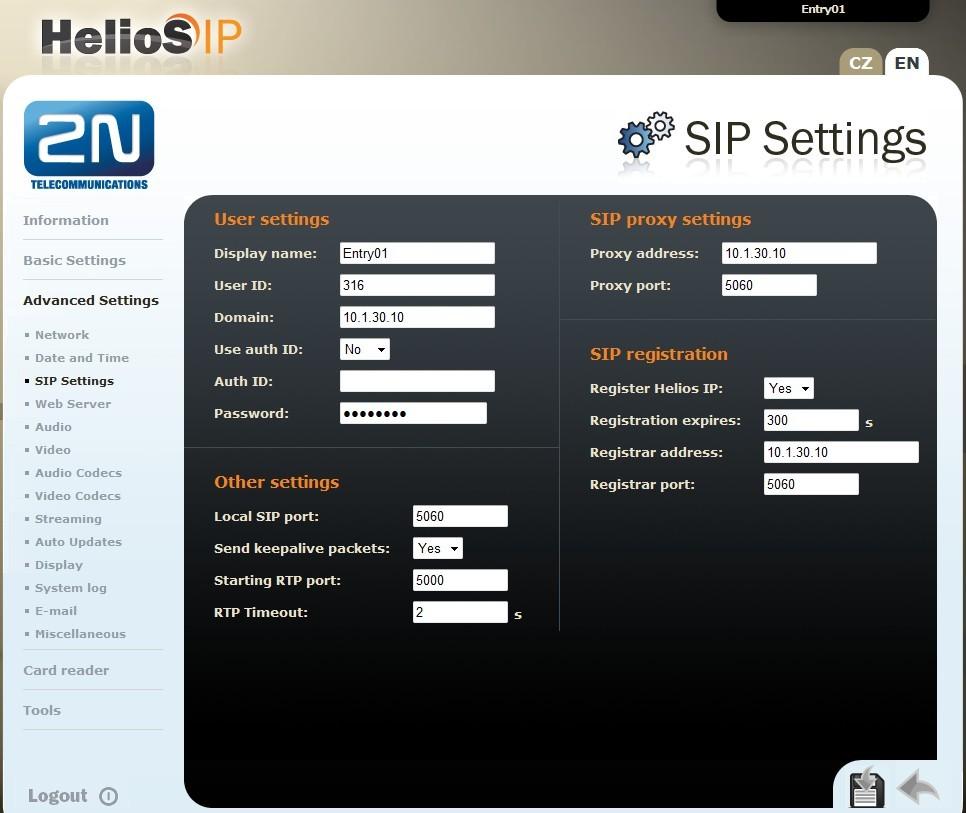 6.2. Administer SIP Settings Step Description 1. Select Advanced Settings > SIP Settings from the left menu.