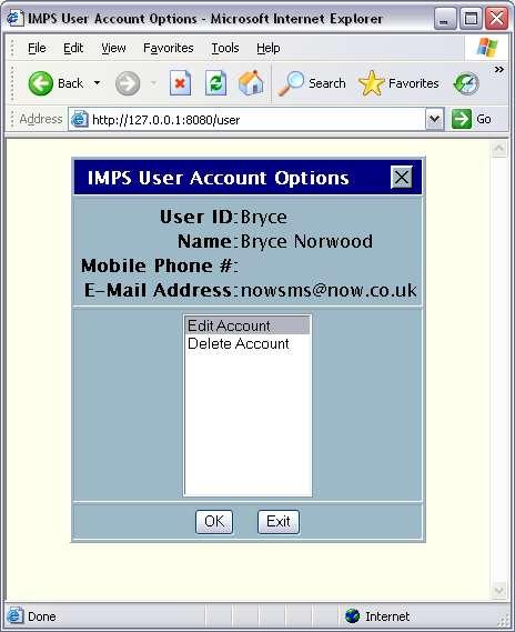 the [NOWIMPS] header, the setting IMPSServerURL=http://server:port/ is used to construct the URL that is displayed.