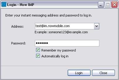 Getting Started with the Now IMP Client After installing the Now IMP Client, select its link from the Windows Start menu.