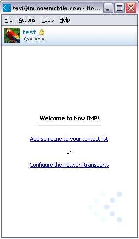 The main screen for the Now IMP Client would normally display the status of those individuals who are on your instant messaging