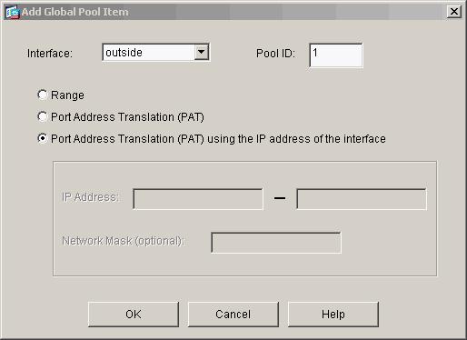 This example uses a PAT using the IP address of the