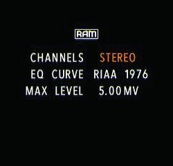 On le 120: Available modes: Stereo Mono Left Right Available equalization curves: RIAA1953 RIAA 1976 NAB RCA COLUMBIA EMI AES DECCA OISEAU LYRE TELEFUNKEN CAPITOL MGM