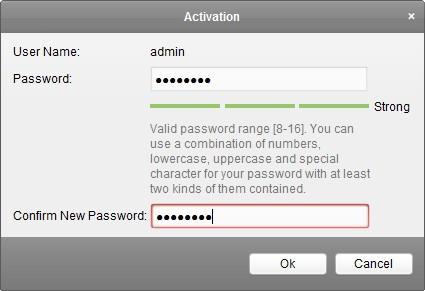 4. Click the Activate button to pop up the Activation interface. 5. Create a password and input the password in the password field, and confirm the password.