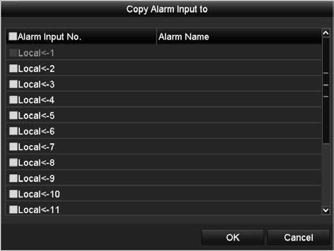 8. If you want to set handling action of another alarm input, repeat the above steps.